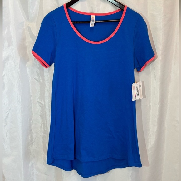 LuLaRoe Classic Tee Blue with Pink Trim – Size XS – NWT - Picture 1 of 7